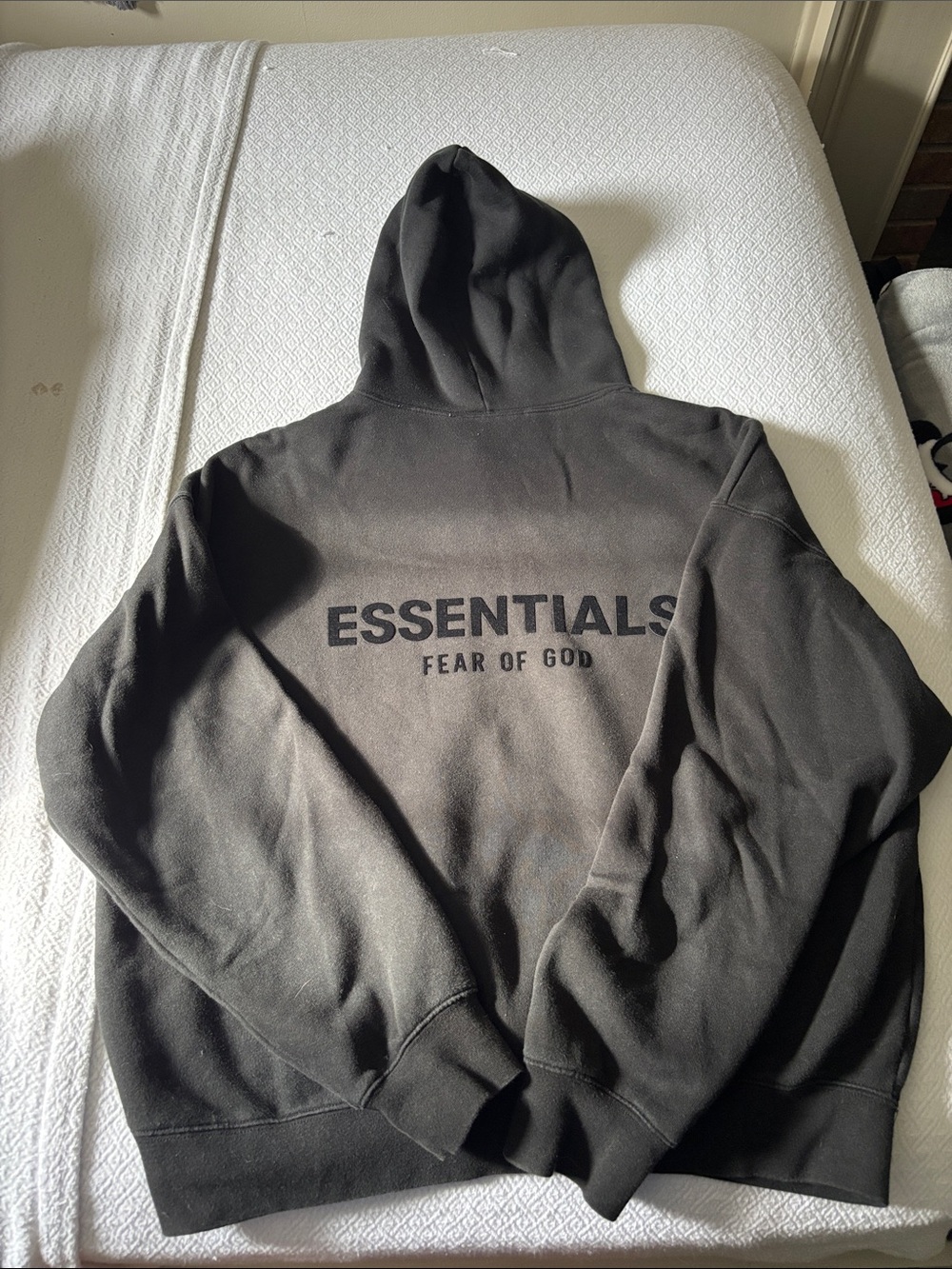 ESSENTIALS Men's Black Logo Hoodie with Front Pocket